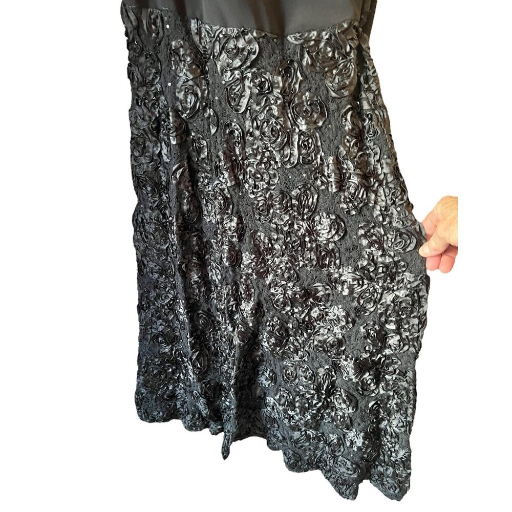 Alex Evenings Blk Dress 3/4 Sleeves Sequins Lace patassimenterie Women's Size 18 - Picture 11 of 16